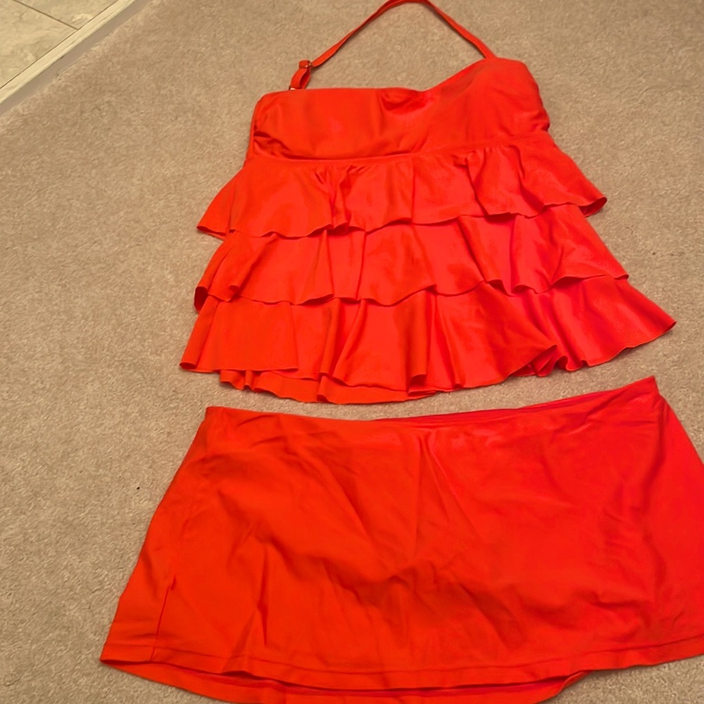 TANKINI BATHING SUIT - ISLAND WAVES BATHING SUIT SALMON COLOR